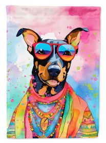 Doberman Pinscher Hippie Dawg House Flag Large Porch Sleeve Pole Decorative Outside Yard Banner Artwork Wall Hanging, Polyester, House Size (Default: Default)