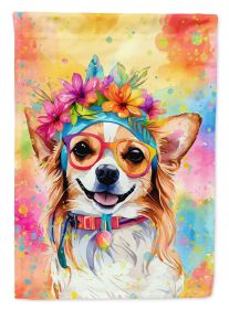 Chihuahua Hippie Dawg House Flag Large Porch Sleeve Pole Decorative Outside Yard Banner Artwork Wall Hanging, Polyester, House Size, Multicolor (Default: Default)