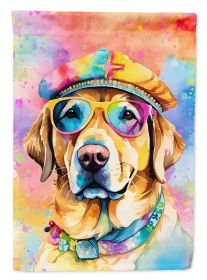 Yellow Labrador Hippie Dawg House Flag Large Porch Sleeve Pole Decorative Outside Yard Banner Artwork Wall Hanging, Polyester, House Size, Multicolor (Default: Default)