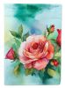 Oklahoma Roses in Watercolor House Flag Large Porch Sleeve Pole Decorative Outside Yard Banner Artwork Wall Hanging, Polyester, House Size, Multicolor