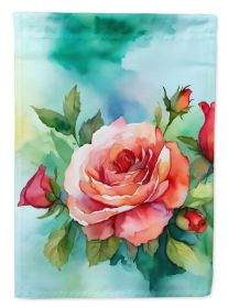 Oklahoma Roses in Watercolor House Flag Large Porch Sleeve Pole Decorative Outside Yard Banner Artwork Wall Hanging, Polyester, House Size, Multicolor (Default: Default)