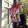 Weimaraner Hippie Dawg House Flag Large Porch Sleeve Pole Decorative Outside Yard Banner Artwork Wall Hanging, Polyester, House Size, Multicolor