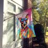 Doberman Pinscher Hippie Dawg House Flag Large Porch Sleeve Pole Decorative Outside Yard Banner Artwork Wall Hanging, Polyester, House Size