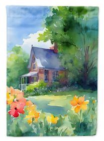 Massachusetts Mayflowers in Watercolor House Flag Large Porch Sleeve Pole Decorative Outside Yard Banner Artwork Wall Hanging, Polyester, House Size (Default: Default)