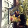Wood Bison House Flag Large Porch Sleeve Pole Decorative Outside Yard Banner Artwork Wall Hanging, Polyester, House Size, Multicolor