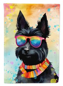 Scottish Terrier Hippie Dawg House Flag Large Porch Sleeve Pole Decorative Outside Yard Banner Artwork Wall Hanging, Polyester, House Size, Multicolor (Default: Default)