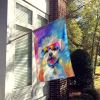 Bichon Frise Hippie Dawg House Flag Large Porch Sleeve Pole Decorative Outside Yard Banner Artwork Wall Hanging, Polyester, House Size, Multicolor
