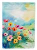 Anemones in Watercolor House Flag Large Porch Sleeve Pole Decorative Outside Yard Banner Artwork Wall Hanging, Polyester, House Size, Multicolor