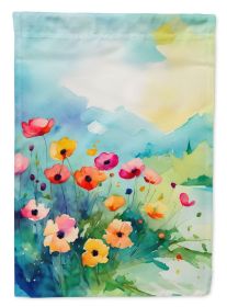 Anemones in Watercolor House Flag Large Porch Sleeve Pole Decorative Outside Yard Banner Artwork Wall Hanging, Polyester, House Size, Multicolor (Default: Default)