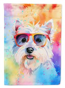 Westie Hippie Dawg House Flag Large Porch Sleeve Pole Decorative Outside Yard Banner Artwork Wall Hanging, Polyester, House Size, Multicolor (Default: Default)