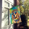 Golden Retriever Hippie Dawg House Flag Large Porch Sleeve Pole Decorative Outside Yard Banner Artwork Wall Hanging, Polyester, House Size, Multicolor