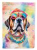 Mastiff Hippie Dawg House Flag Large Porch Sleeve Pole Decorative Outside Yard Banner Artwork Wall Hanging, Polyester, House Size, Multicolor