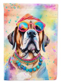 Mastiff Hippie Dawg House Flag Large Porch Sleeve Pole Decorative Outside Yard Banner Artwork Wall Hanging, Polyester, House Size, Multicolor (Default: Default)