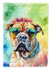 Bullmastiff Hippie Dawg House Flag Large Porch Sleeve Pole Decorative Outside Yard Banner Artwork Wall Hanging, Polyester, House Size, Multicolor