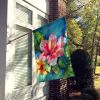 Hawaii Hawaiian Hibiscus in Watercolor House Flag Large Porch Sleeve Pole Decorative Outside Yard Banner Artwork Wall Hanging, Polyester, House Size