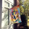 Yellow Labrador Hippie Dawg House Flag Large Porch Sleeve Pole Decorative Outside Yard Banner Artwork Wall Hanging, Polyester, House Size, Multicolor