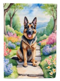 German Shepherd Spring Path Garden Flag Mailbox Flag Decorative Yard Flag Banner Outside Patio Artwork Yard Flower Beds, Garden Size, Multicolor (Default: Default)