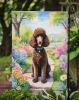Chocolate Poodle Spring Path Garden Flag Mailbox Flag Decorative Yard Flag Banner Outside Patio Artwork Yard Flower Beds, Garden Size, Multicolor