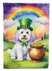 Coton de Tulear St Patrick's Day House Flag Large Porch Sleeve Pole Decorative Outside Yard Banner Artwork Wall Hanging, Polyester, House Size