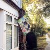 French Bulldog Spring Path House Flag Large Porch Sleeve Pole Decorative Outside Yard Banner Artwork Wall Hanging, Polyester, House Size, Multicolor