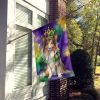 Sheltie King of Mardi Gras House Flag Large Porch Sleeve Pole Decorative Outside Yard Banner Artwork Wall Hanging, Polyester, House Size, Multicolor