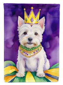 Westie King of Mardi Gras House Flag Large Porch Sleeve Pole Decorative Outside Yard Banner Artwork Wall Hanging, Polyester, House Size, Multicolor (Default: Default)
