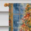 Yorkshire Terrier Yorkie and Santa Claus House Flag Large Porch Sleeve Pole Decorative Outside Yard Banner Artwork Wall Hanging, Polyester, House Size