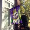 English Bulldog King of Mardi Gras House Flag Large Porch Sleeve Pole Decorative Outside Yard Banner Artwork Wall Hanging, Polyester, House Size