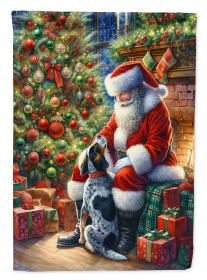 Bluetick Hound and Santa Claus House Flag Large Porch Sleeve Pole Decorative Outside Yard Banner Artwork Wall Hanging, Polyester, House Size (Default: Default)