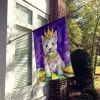 Westie King of Mardi Gras House Flag Large Porch Sleeve Pole Decorative Outside Yard Banner Artwork Wall Hanging, Polyester, House Size, Multicolor