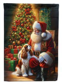Cavalier Spaniel and Santa Claus House Flag Large Porch Sleeve Pole Decorative Outside Yard Banner Artwork Wall Hanging, Polyester, House Size (Default: Default)