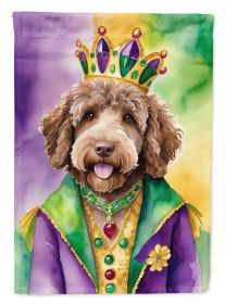 Labradoodle King of Mardi Gras House Flag Large Porch Sleeve Pole Decorative Outside Yard Banner Artwork Wall Hanging, Polyester, House Size (Default: Default)