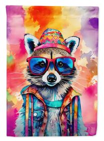 Hippie Animal Raccoon House Flag Large Porch Sleeve Pole Decorative Outside Yard Banner Artwork Wall Hanging, Polyester, House Size, Multicolor (Default: Default)