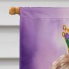 Labradoodle King of Mardi Gras House Flag Large Porch Sleeve Pole Decorative Outside Yard Banner Artwork Wall Hanging, Polyester, House Size