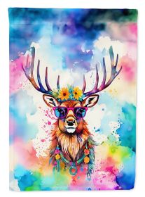 Hippie Animal Stag Deer House Flag Large Porch Sleeve Pole Decorative Outside Yard Banner Artwork Wall Hanging, Polyester, House Size, Multicolor (Default: Default)