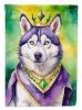 Siberian Husky King of Mardi Gras House Flag Large Porch Sleeve Pole Decorative Outside Yard Banner Artwork Wall Hanging, Polyester, House Size
