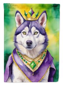 Siberian Husky King of Mardi Gras House Flag Large Porch Sleeve Pole Decorative Outside Yard Banner Artwork Wall Hanging, Polyester, House Size (Default: Default)