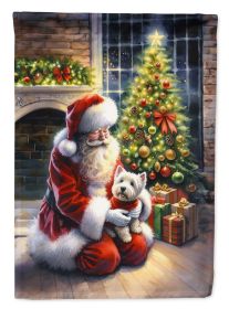 Westie and Santa Claus House Flag Large Porch Sleeve Pole Decorative Outside Yard Banner Artwork Wall Hanging, Polyester, House Size, Multicolor (Default: Default)
