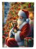 Yorkshire Terrier Yorkie and Santa Claus House Flag Large Porch Sleeve Pole Decorative Outside Yard Banner Artwork Wall Hanging, Polyester, House Size