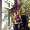 Schnauzer and Santa Claus House Flag Large Porch Sleeve Pole Decorative Outside Yard Banner Artwork Wall Hanging, Polyester, House Size, Multicolor