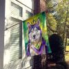 Siberian Husky King of Mardi Gras House Flag Large Porch Sleeve Pole Decorative Outside Yard Banner Artwork Wall Hanging, Polyester, House Size