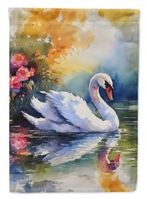 Swan House Flag Large Porch Sleeve Pole Decorative Outside Yard Banner Artwork Wall Hanging, Polyester, House Size, Multicolor (Default: Default)