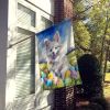 American Eskimo Easter Egg Hunt House Flag Large Porch Sleeve Pole Decorative Outside Yard Banner Artwork Wall Hanging, Polyester, House Size