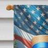 All American Weimaraner House Flag Large Porch Sleeve Pole Decorative Outside Yard Banner Artwork Wall Hanging, Polyester, House Size, Multicolor