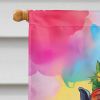 Hippie Animal Hippopotamus House Flag Large Porch Sleeve Pole Decorative Outside Yard Banner Artwork Wall Hanging, Polyester, House Size, Multicolor