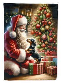 Dachshund and Santa Claus House Flag Large Porch Sleeve Pole Decorative Outside Yard Banner Artwork Wall Hanging, Polyester, House Size, Multicolor (Default: Default)