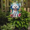Bichon Frise Luau Garden Flag Mailbox Flag Decorative Yard Flag Banner Outside Patio Artwork Yard Flower Beds, Garden Size, Multicolor