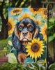 Cavalier Spaniel in Sunflowers Garden Flag Mailbox Flag Decorative Yard Flag Banner Outside Patio Artwork Yard Flower Beds, Garden Size, Multicolor