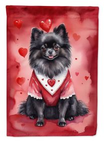 Pomeranian My Valentine Garden Flag Mailbox Flag Decorative Yard Flag Banner Outside Patio Artwork Yard Flower Beds, Garden Size, Multicolor (Default: Default)