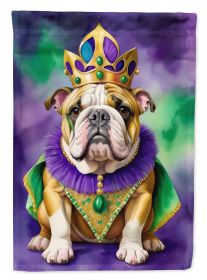 English Bulldog King of Mardi Gras Garden Flag Mailbox Flag Decorative Yard Flag Banner Outside Patio Artwork Yard Flower Beds, Garden Size (Default: Default)